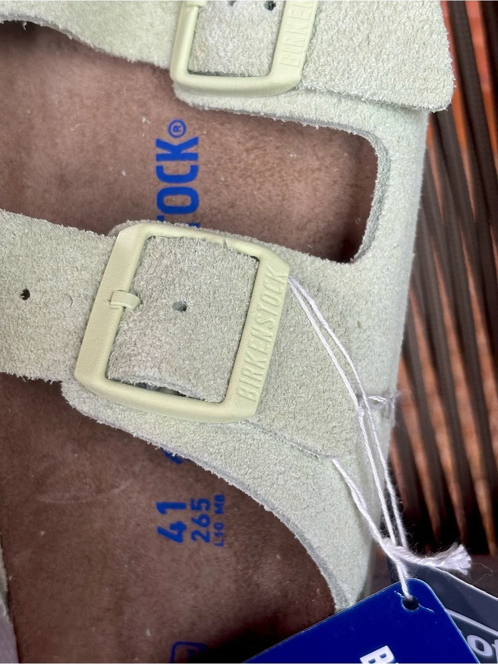 Birkenstock 💅 ARIZONA Faded Lime Soft Suede Leather Sandals Slides 7 7.5 38 41 - Picture 7 of 9